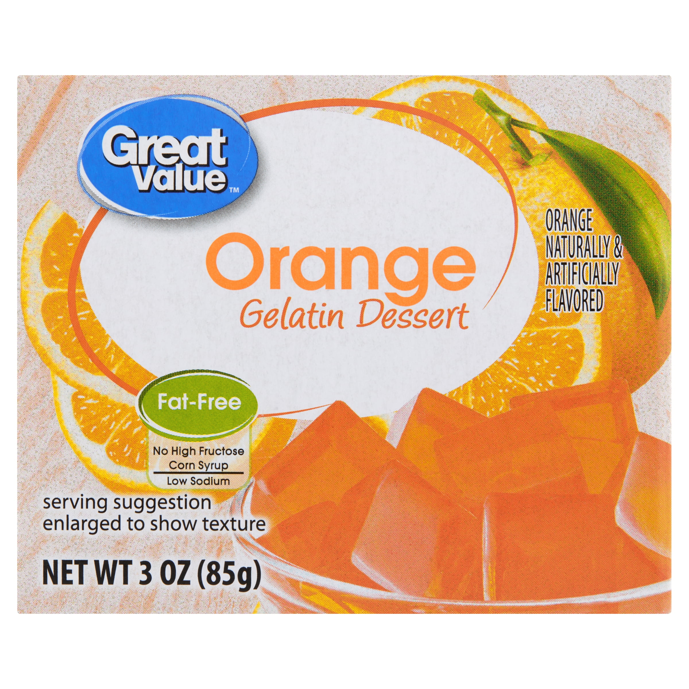Great Value Orange Gelatin Dessert, 3 oz