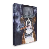 Stupell Industries Sophisticated Boxer Dog Portrait Top Hat Pet Canvas Wall Art, 16 x 20, Design by George Dyachenko