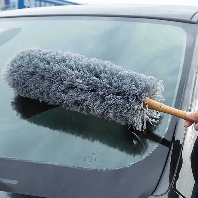 LSLJS Beech Wood Handle Electrostatic Adsorption Lint-free Fiber Hair Duster Duster Car Interior Cleaning, Home Kitchen Gadgets Accessories
