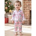 thumbnail image 6 of RUINIXCW Mommy and Me Christmas Pajamas Set Mom and Daughter Matching Pajamas Santa Print Button Down Long Sleeve Lapel Tops Pants Family Christmas Silk Satin PJS Sleepwear, 6 of 9