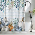 thumbnail image 2 of Blue Thanksgiving Pumpkin Waterproof Shower Curtain, 72"x72" Washable Polyester Fabric Shower Curtains for Bathroom, Fall Eucalyptus Leaves Plaid Decorative Bathtub Curtain Sets with Hooks, 2 of 9