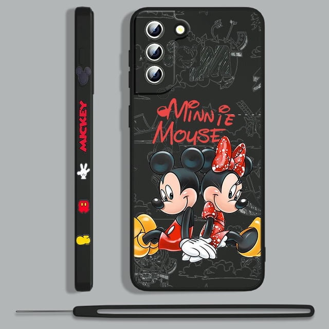 Funda de teléfono de Mickey y Minnie para Samsung Galaxy, carcasa bonita con cuerda izquierda para Samsung Galaxy S23, S22, S21, S20, S10, Note 20, 10, Ultra Plus, Pro FE Lite