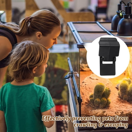 Nestingho 6Pcs Reptile Tank Locks for Turtle Tank and Reptile Breeding in Black Plastic