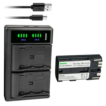 Kastar 1-Pack BP-915G Battery and LTD2 USB Charger Compatible with Canon ES50 ES55 ES60 ES65 ES75 ES300V ES410V ES420V ES520A ES4000 ES5000 ES6000 ES6500V ES7000ES ES7000V UC-X45 UC-X50 UC-X55 Camera