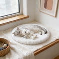 thumbnail image 4 of Plush Cat Dog Cushion, Round Pet Warm Mat, Soft and Comfortable Sleeping Cushion for Living Room, 20in, 4 of 6