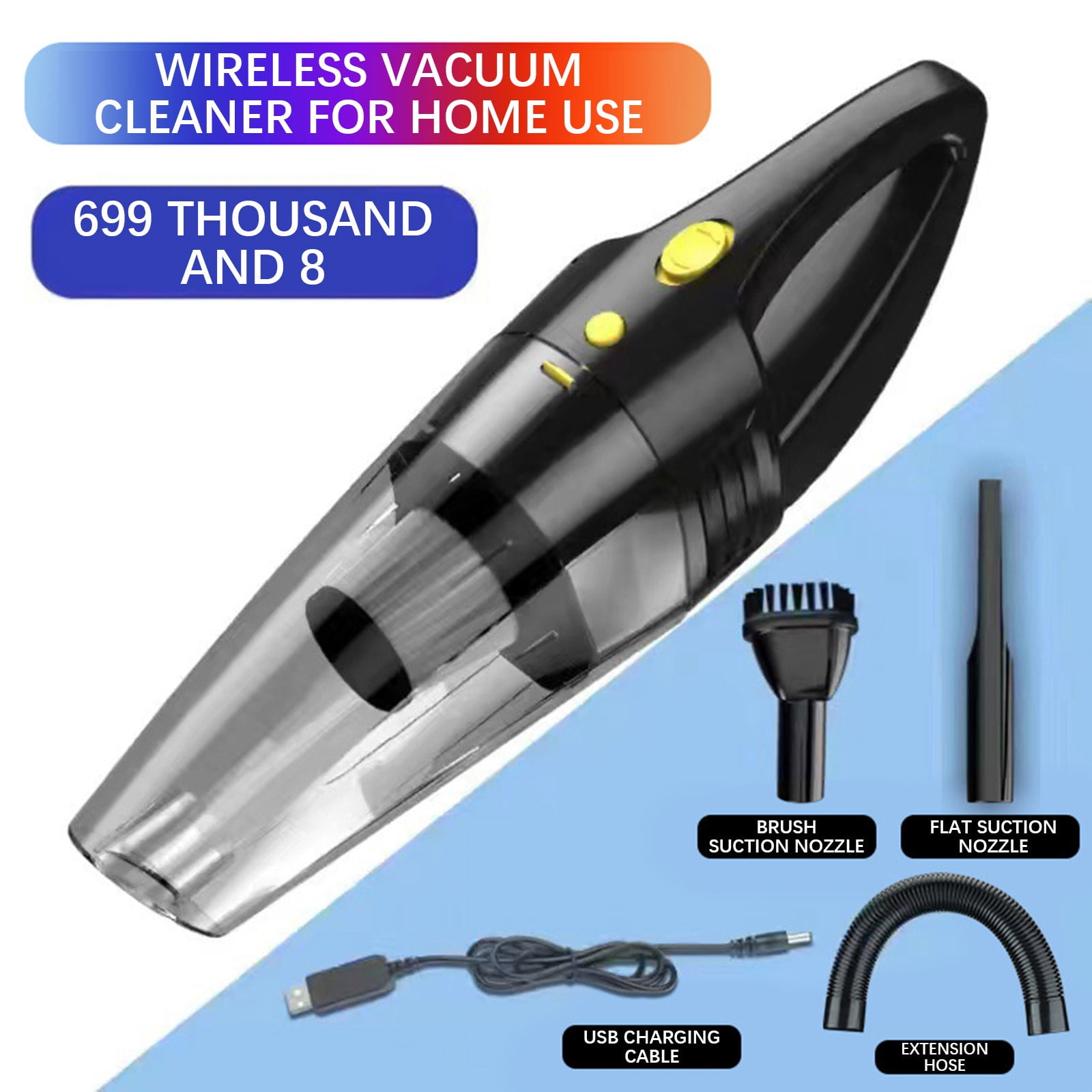 Dvkptbk Vacuum Cleaner Car Mounted Vacuum Cleaner Wireless Handheld Small Car Household High Suction and High-Power Use Car Accessories