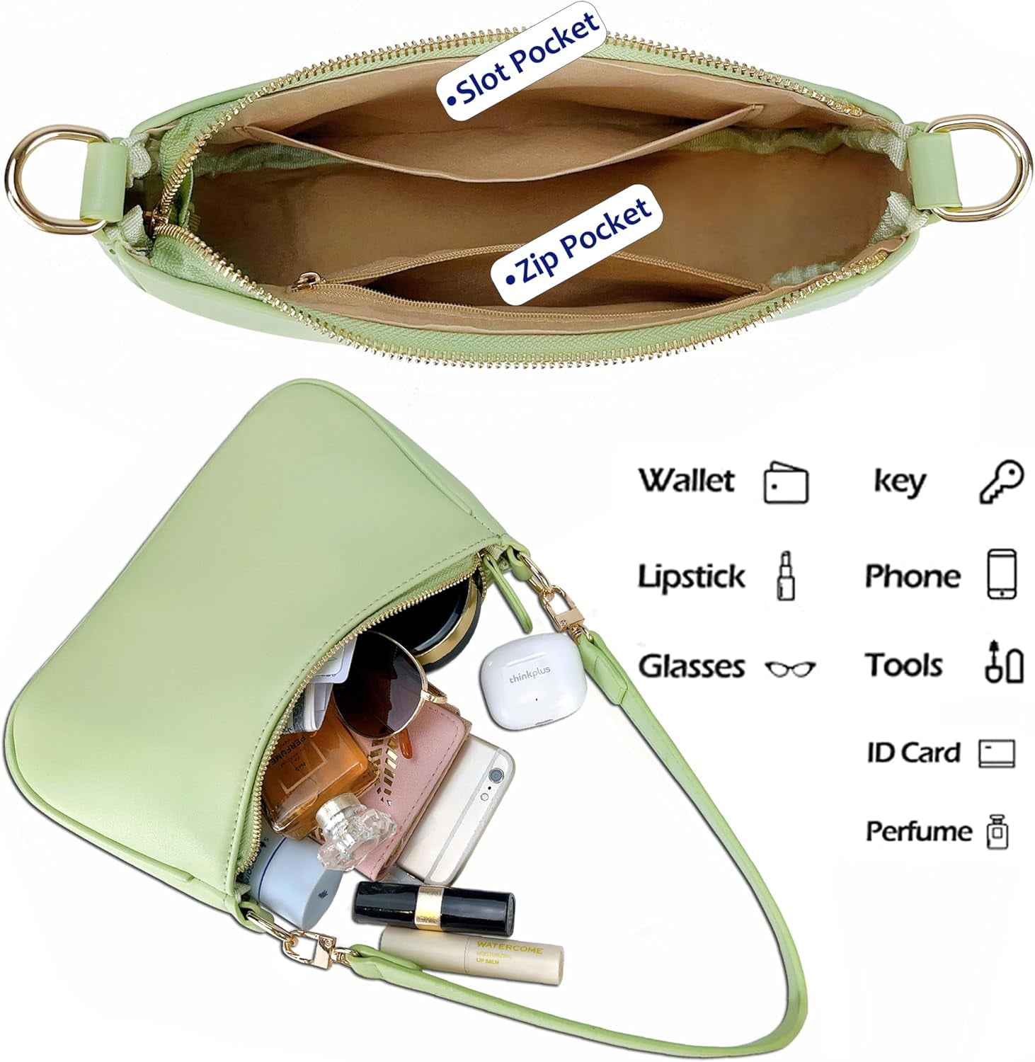 Clutch Tote Handbags with 2 Removable Straps and Zipper Closure Crossbody Bags Shoulder Purse Handbag for Women