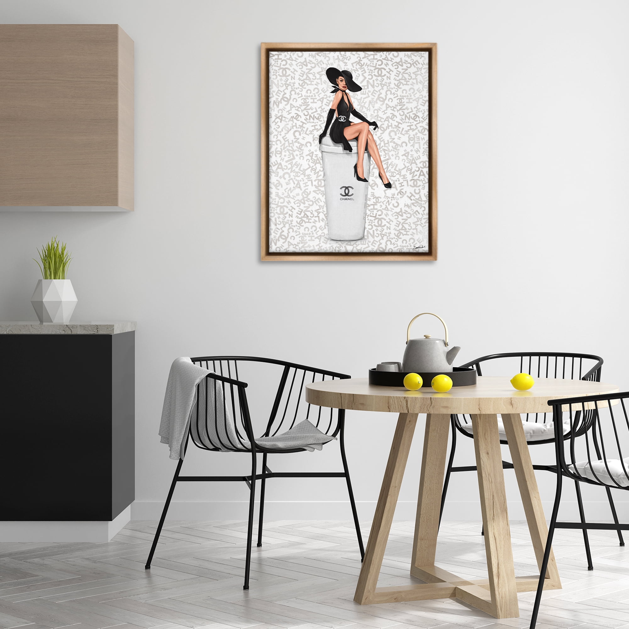 Stupell Industries Lavish Woman & Coffee Beauty & Fashion Painting Brown Floater Framed Art Print Wall Art, 25 x 31