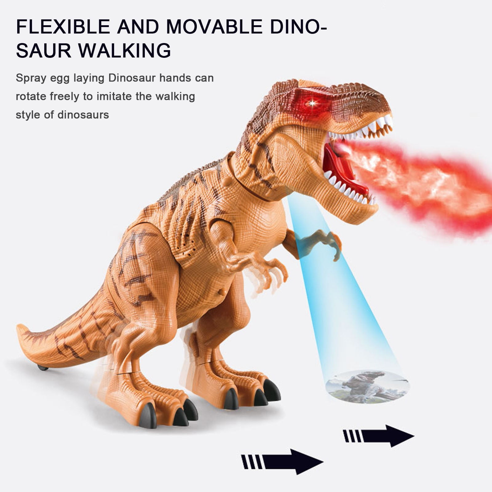 SPOORYYO Walking Dinosaur Robot with Realistic Movements Roaring Sound and LED Effects Lays Eggs