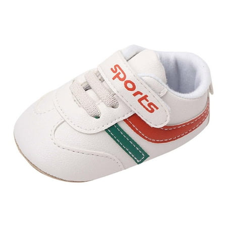 kamemir Baby Sneakers Baby Boys Girls Classic PU Toddler Dress Shoes First Steps Walking Flat Lazy Crib Shoe(Orange 12-18 Months)