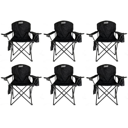 Coleman Cooler Quad Chair - 6-Pack Coleman Cooler Quad Chairs With Built-In Cooler, Black | 6 x 2000020267