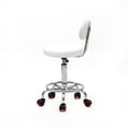 thumbnail image 3 of Veryke Counter Height Bar Stools, Salon Stools Chair Round Stool with Wheels, PU Leather Adjustable Rolling Stool, White, 3 of 8