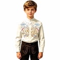 thumbnail image 4 of Glisme Toddler Tops For Boys 3-4 Years Turn-Down Collar Cartoon Pattern Festival Blouse Long Sleeve Shirts Leisure Daily Wear Khaki, 4 of 4