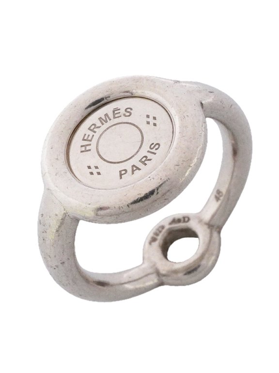 Pre-Owned Hermes Ring, Sellier, Sterling Silver 925, Size 48, Women's, P3660838