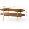 thumbnail image 2 of Rectangle Coffee Table Mid-Century Modern Design L W x H for Living Room - Structure Amber Glass Top and Walnut MDF Shelf Sleek Conical Metal Legs with Gold Finish, 2 of 9