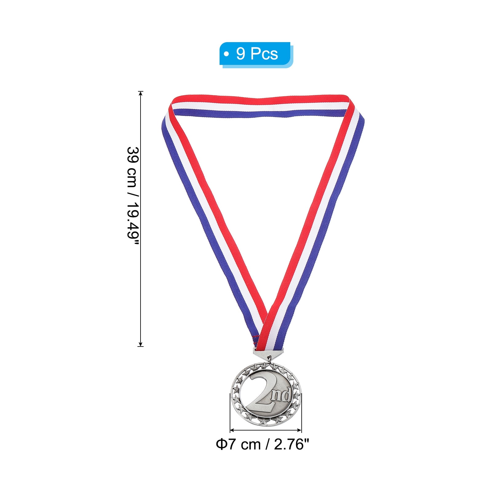 Uxcell Award Medals, 9 Pcs 2nd Metal Competition Medals, Silver