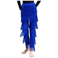thumbnail image 5 of Doomiva Women Latin Dance Pants Fringe Ballroom Pants Tassel Tango Salsa Dancing Practice Pants Royal Blue M, 5 of 6