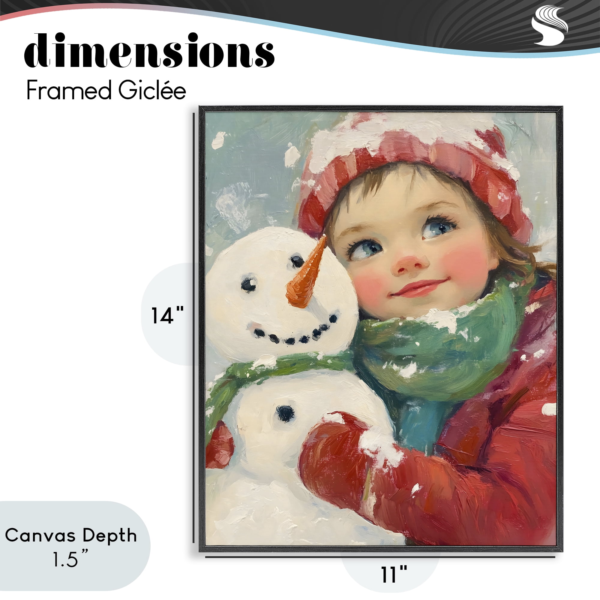 Stupell Industries Christmas Girl & Snowman Embrace Black Framed Giclee Art, design by The Prints Vibe