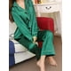 thumbnail image 4 of Sonducket Mujer Loungewear Solapa Camisa de manga larga Top Pantalones sedosos Ropa de dormir conjuntos de ropa Verde XXL Sonducket AP003311-16, 4 of 6