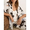thumbnail image 6 of Biezeib Women's Summer 2Pcs Outfits Cartoon Palm Leaf Print Short Sleeves Lapel Tops with Drawstring Pants Set, 6 of 6
