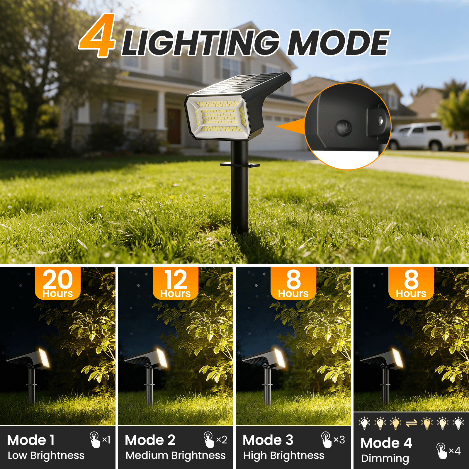Nacinic Solar Spot Lights Outdoor [10 Pack, 108 LEDs, IP67] - 4 Modes & Auto On/Off. High-Brightness Warm White Landscape Lights for Yard, Patio, Pathway.
