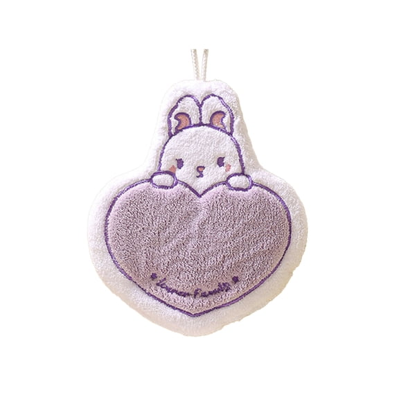 JVBTVB Easter Hand Towels, Super Absorbent Coral Fleece Dish Cloths with Hanging Loop, Purple Easter Bunny Decorative Kitchen Towels for Home, Kitchen, Bathroom, Party & Gift