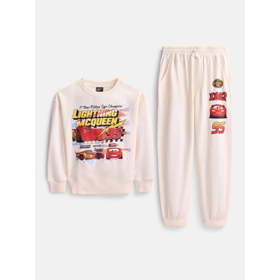 Disney Cars Lighting Mcqueen 7-Time Champion Little Boys & Big Boys 2 Piece Crewneck & Jogger Set , Sizes 4-18