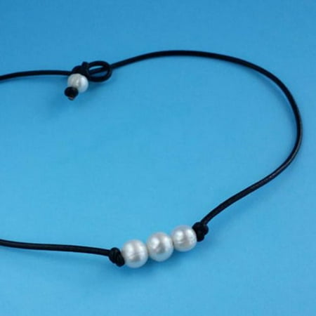 AkoaDa Freshwater Pearl Choker Necklace for Women Genuine Leather Jewelry Handmade