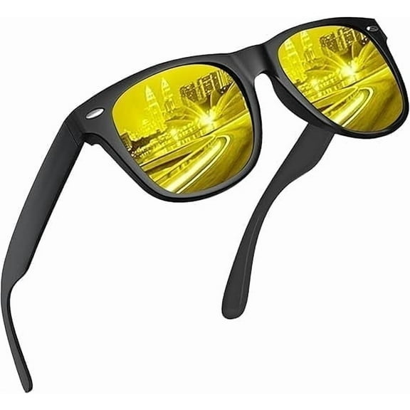 grinderPUNCH Night Driving Glasses Anti Glare Polarized For Women Men Night Vision Yellow Lens Driving Glasses UV Protection