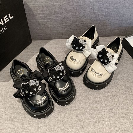 

2024 Girly Heart Hello Kitty Kawaii Sanrio Anime Children Ins Fashion Shoes Cute Cartoon Casual Leather Shoes Gifts for Girls