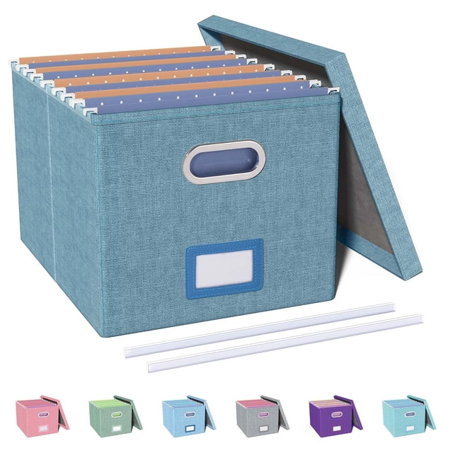 Organizador de archivos Oterri con tapa, caja de almacenamiento azul oscuro