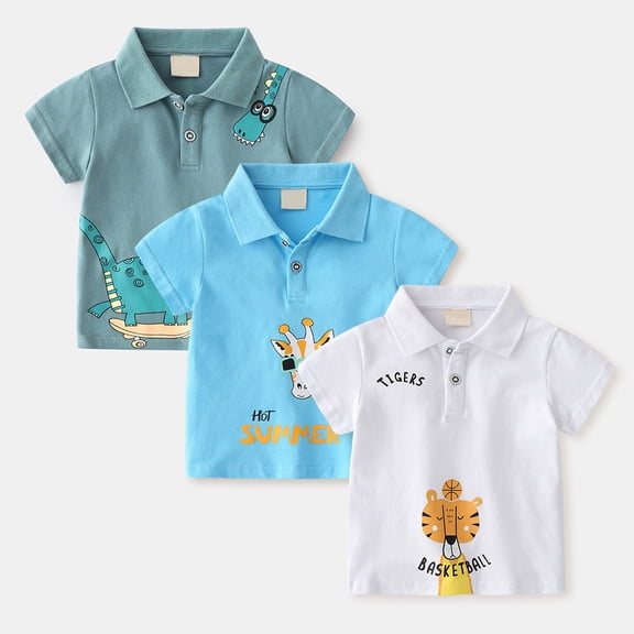 SHenli Boys Polo Shirts Size 14-16 Button Closure Floral Print Short Sleeve Loose Comfortable Trendy Tops Tee for Boys & Girls