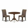 thumbnail image 6 of East West Furniture DMBA3-MAH-18 3 Piece Dinette Sets Contains 1 Drop Leaves Dining Table and 2 Brown Linen Fabric Upholstered Dining Room Chairs with High Back - Mahogany Finish, 6 of 10