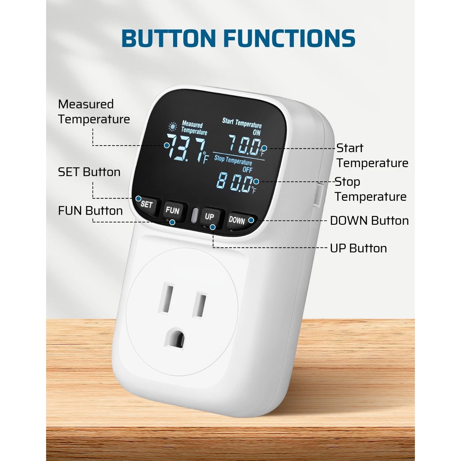 GUYUTING Digital Temperature Controller For Home Brewing Incubators 16A 1800W Heating Cooling VA Display Power Memory