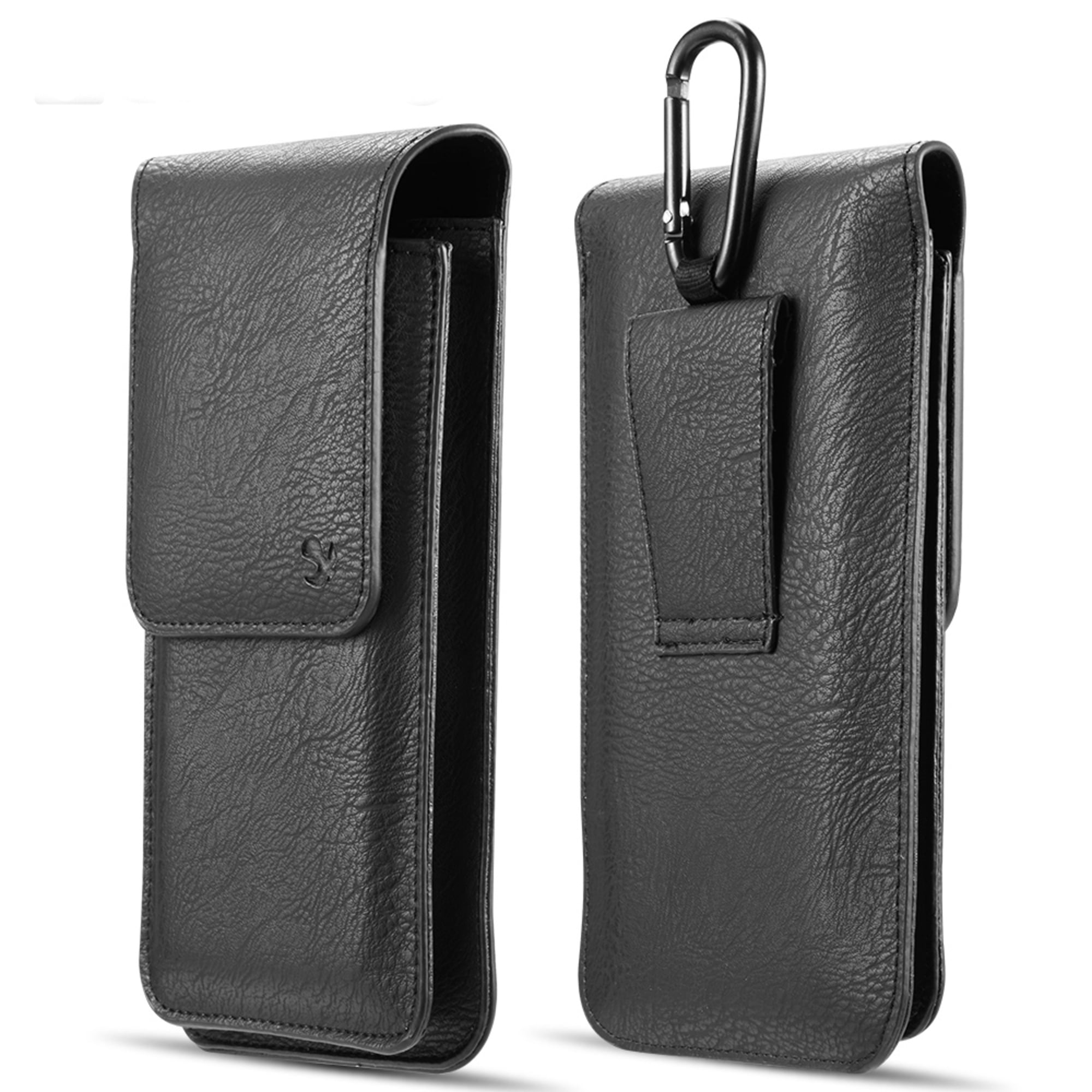 Vertical Leather Cell Phone Pouch Belt Clip Holster Case with Card