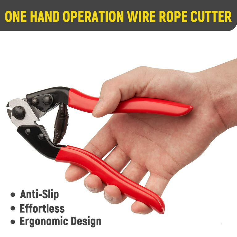 Cable Cutter, Stainless Steel Wire Rope Wire Cutters, Aircraft Bicycle Cable Cutters, Up to 5/32 inch, 8 inch, Red