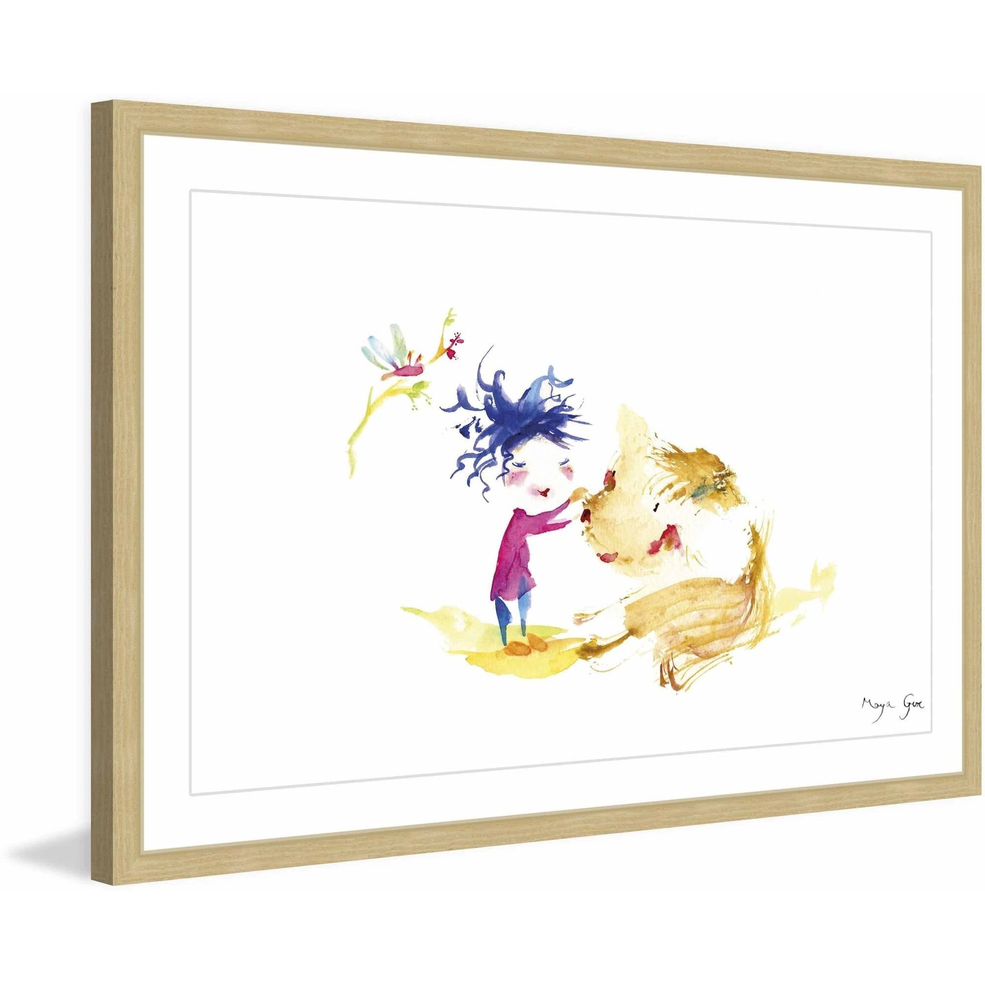 Marmont Hill "A Girl and a Dog" by Maya Gur Framed Painting Print