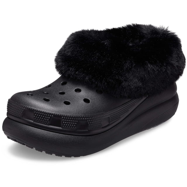 Zueco Shoes Crocs Classic Furever Crush con forro, unisex, negro