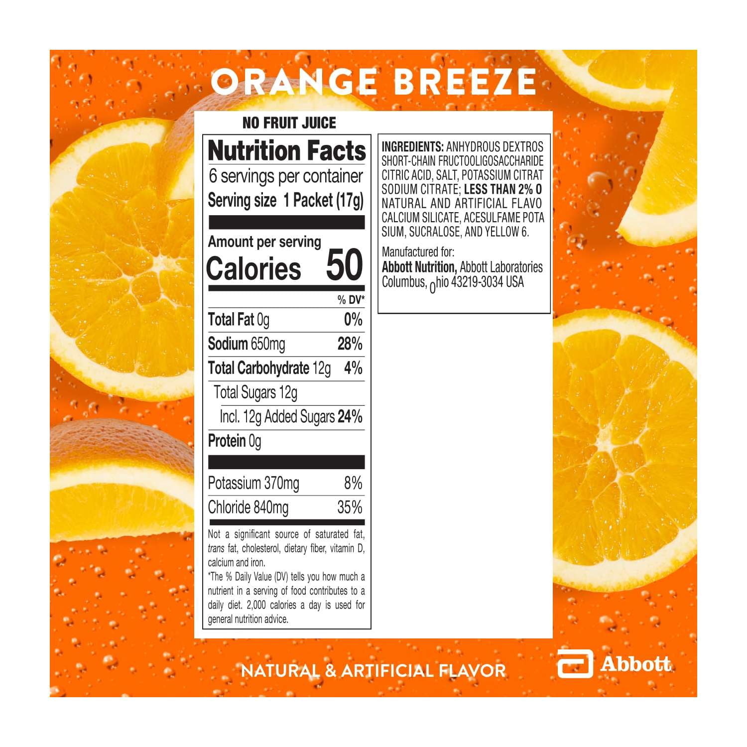 (6 pack) Pedialyte AdvancedCare Plus Electrolyte Powder, Orange Breeze, 6 Powder Packets