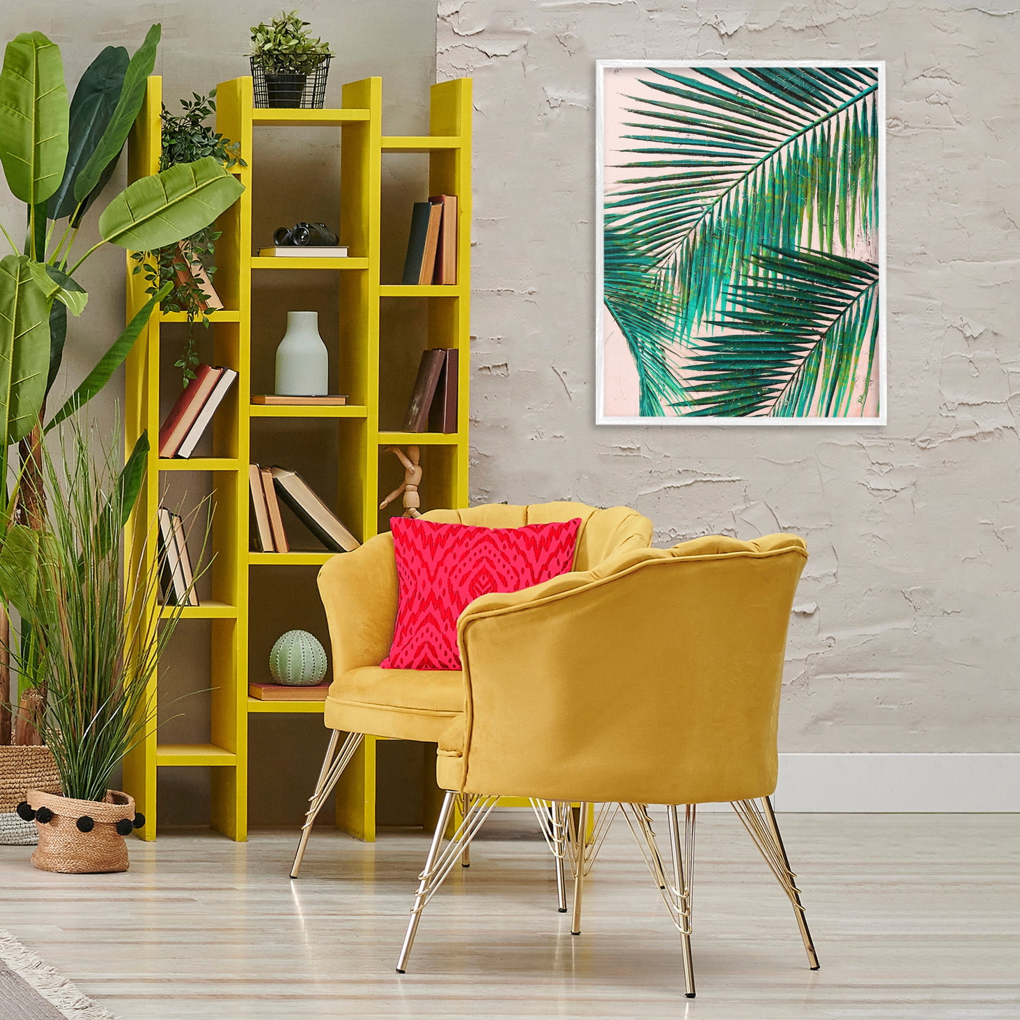 Stupell Industries Flowing Palm Fronds Botanical & Floral Painting White Framed Art Print Wall Art, 24 x 30