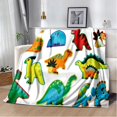 thumbnail image 1 of Mantas de franela con estampado 3D de dinosaurio para niños y adultos, ropa de cama cálida para viajes, mantas finas para camas, 1 of 4