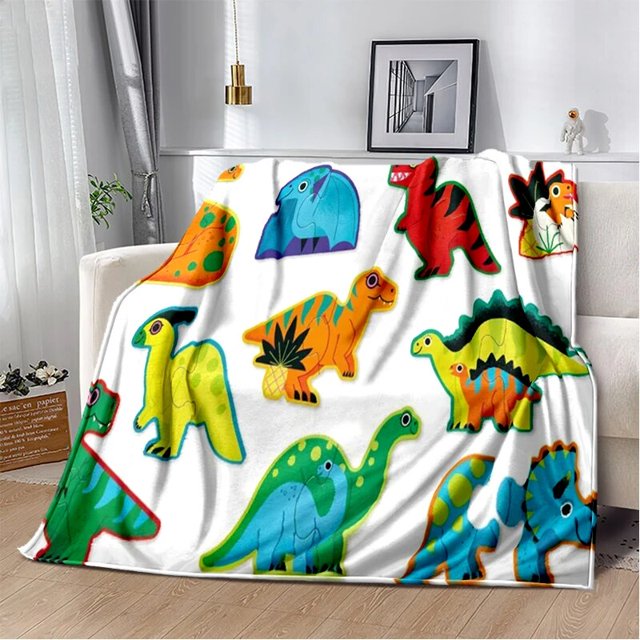 Mantas de franela con estampado 3D de dinosaurio para niños y adultos, ropa de cama cálida para viajes, mantas finas para camas