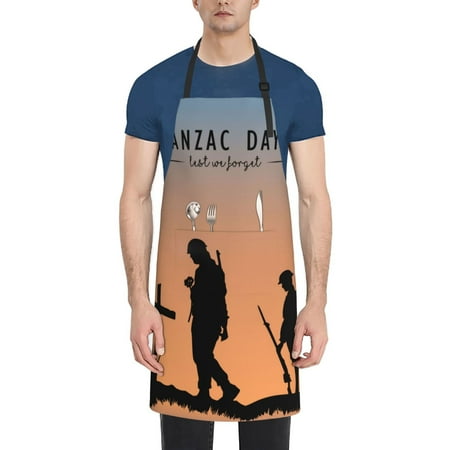 

Vsdgher Anzac Day Waterproof Apron with 2 Pockets Kitchen Chef Aprons Bibs for Grooming Cooking Baking Painting Gardening