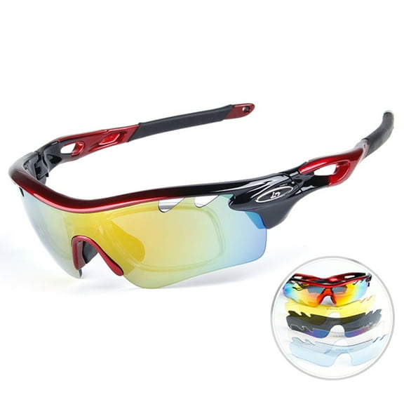 Polarized Sports Sunglasses - Unisex Cycling Glasses Eyewear Goggles UV Protection for Men Women Outdoor Running Driving Bicycle Riding Fishing Ski Golf Baseball with Interchangeable Lenses