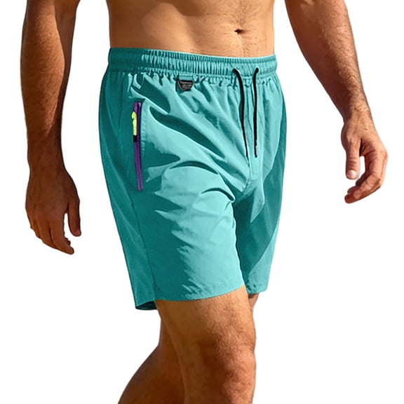 JTSRKL Mens Quick Dry Swim Trunks Zip Pocket Beach Shorts Drawstring Elastic Waist Shorts Loose Relaxed Summer Swim Sport Casual Bottoms