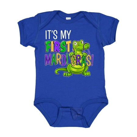 

Inktastic My 1st Mardi Gras Cute Alligator with Beads Gift Baby Boy or Baby Girl Bodysuit