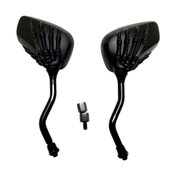 2pc rcycle Bike Skeleton Skull Hand Shadow Rearview Side Mirror Sier/bla Q2D9 By NZRUANE