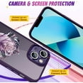 thumbnail image 4 of Fairy Rose for iPhone 13 Case for Women Girls Built-in Glitter Sparkly Screen Protector Camera Protection Lens Shockproof Rose Floral Pattern Phone Case -Purple, 4 of 12
