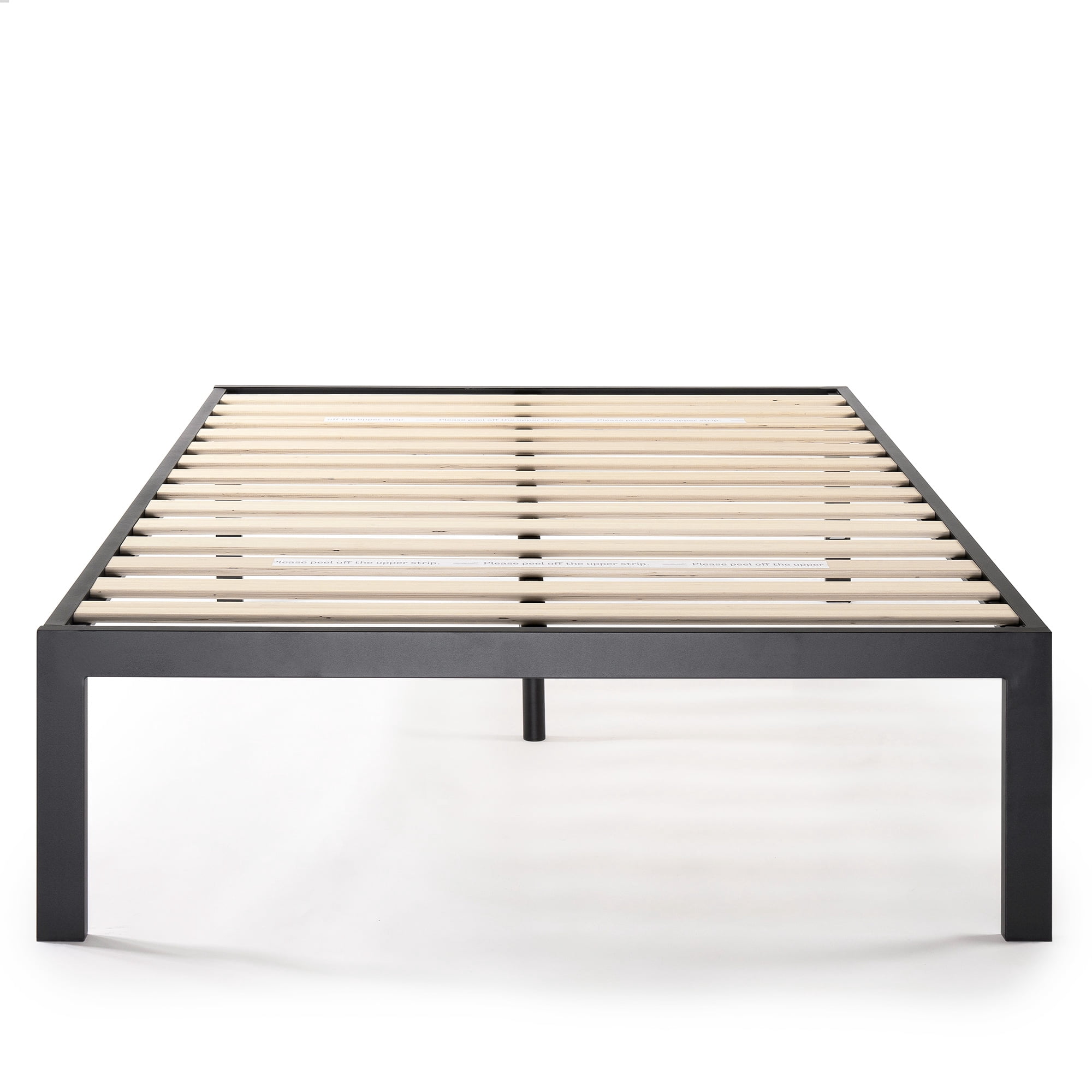 Mellow Just Mallet 18 Inch Heavy Duty Metal Platform Bed with Wooden Slats, Black, Twin