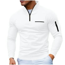 Men's Long Sleeve Polo Shirts Quarter Zip Up Mock Neck Pullover Color Block Slim Fit Golf Shirts